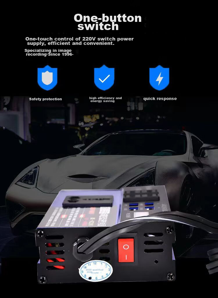 Beiteng Car Power Inverter Converter, Blue High-Power, Converts to 220V, Includes 4 USB Ports, 3 Socket Outlets, And 2 Cigarette Lighters 8