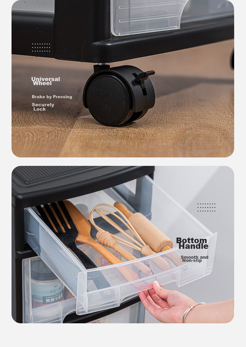 JEKO&JEKO Kitchen Storage Rack, Dish Cabinet Organizer, Utensil And Miscellaneous Item Storage, Narrow Drawer, Floor-Standing with Wheels And Pull Handle, 6 Tiers 17