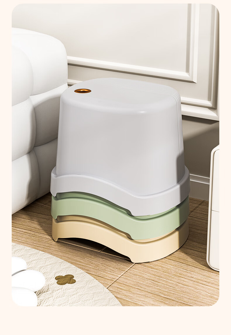 Baicaoyuan Small Plastic Stool, Thickened Children's Non-Slip Bath Stool, Living Room And Bathroom Low Stool for Home Use 14