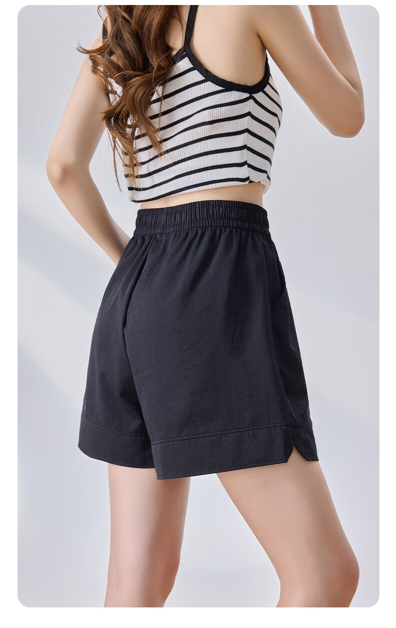 LangSha High-Waisted Sports Shorts for Women, Summer Three-Quarter Split Ice Silk Shorts, Thin Loose Wide-Leg Women's Pants 15