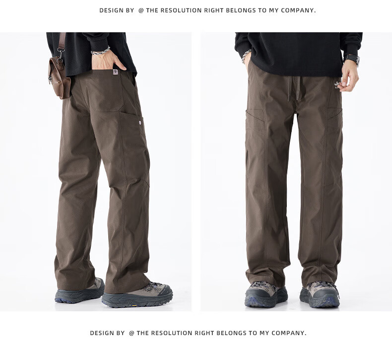 JEEP SPIRIT Men's Cargo Pants, Spring Straight-Leg Casual Trousers, Loose-Fitting Sweatpants, Versatile Comfortable Men's Pants, Black, 3XL 14