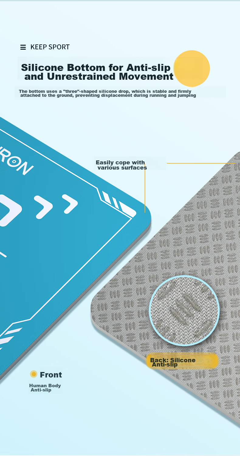 PROIRON Puli'ai Exercise Mat with Shock Absorption, Soundproofing, Indoor Fitness, Non-Slip, Cushioning, Wear-Resistant, Enlarged And Widened Floor Mat, Blue 4