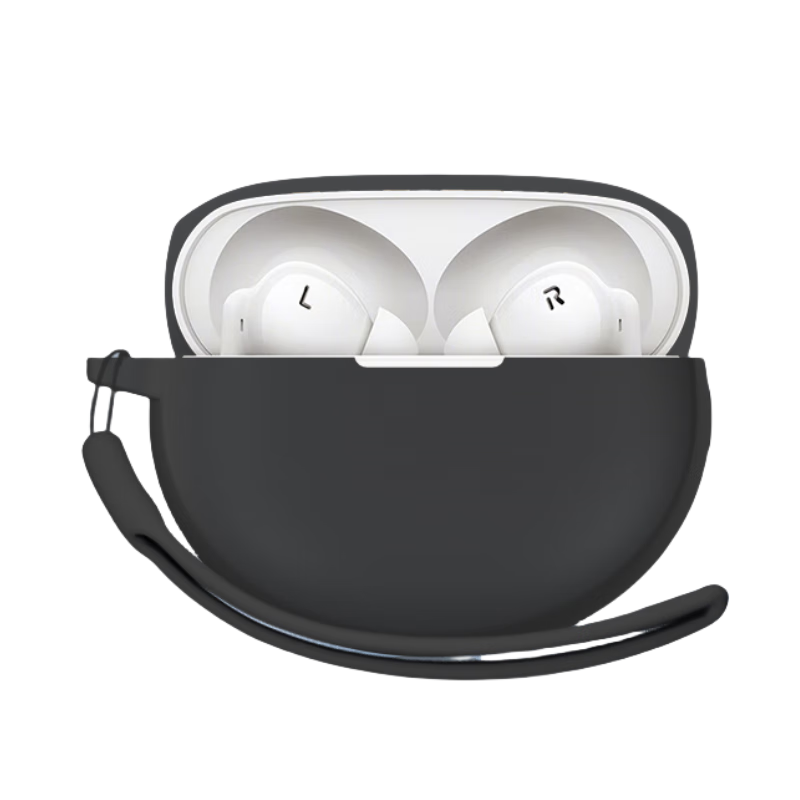 ESCASE Protective Case for OnePlus Buds Ace 2, Wireless Bluetooth Earphones, Shockproof, Dustproof, Silicone, for Men And Women, Stain-Resistant, Wear-Resistant, Black + Lanyard