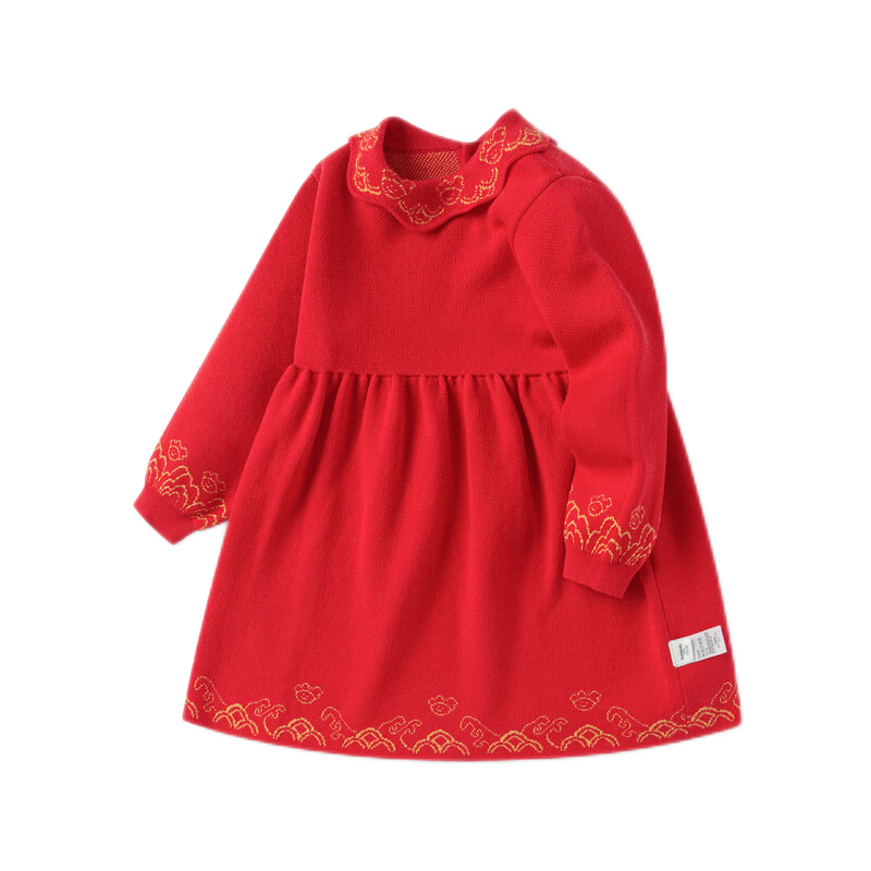 BALABALA Children's Clothing, Baby Dress, Kids' Dress Style, Autumn Wear, Baby Girl New Year Season Princess Dress, New Year's Greeting Outfit