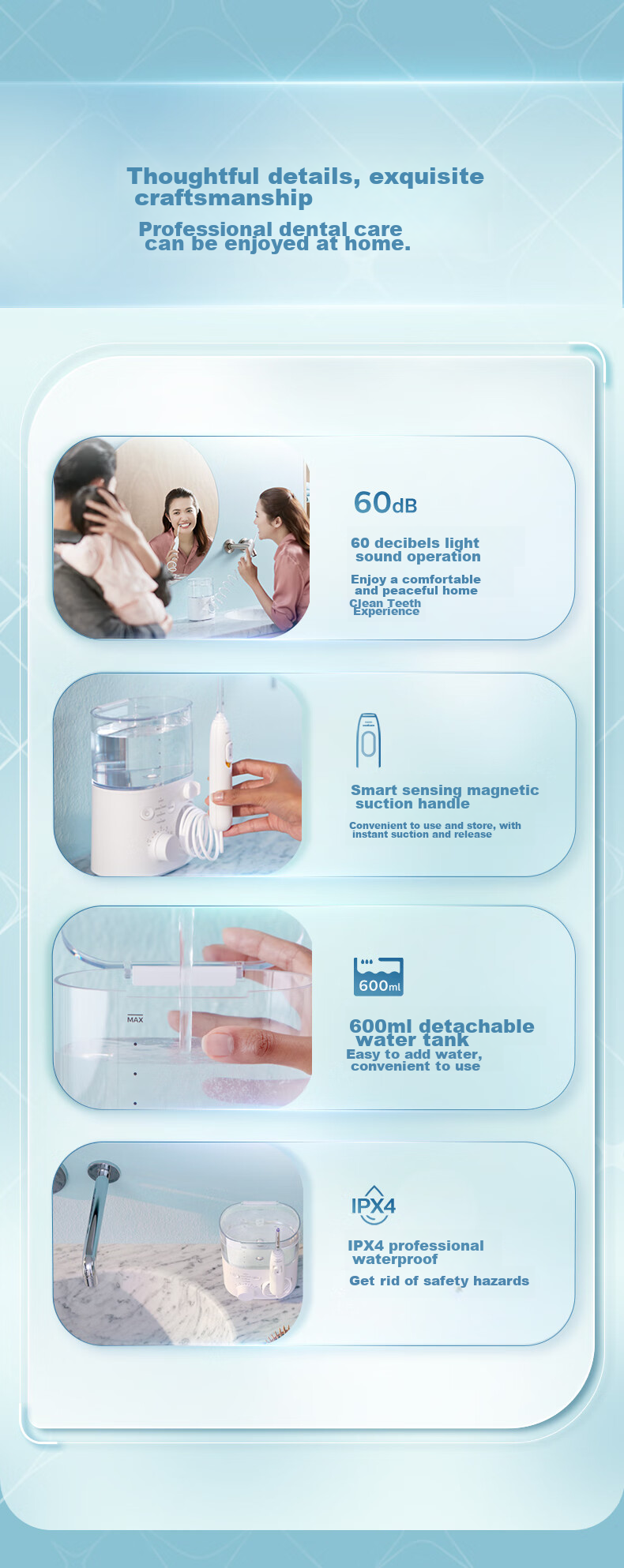 PHILIPS Home Desktop Water Flosser, Sonic Pulse Four-Directional Water Flow Technology, 4 Modes for Teenagers And Adults, Shuimofang White HX3911/4 13