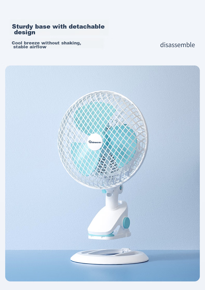 SHINEE Mini Desk Fan, Table Fan, Clip-On Fan, Wall-Mounted Fan, Quiet Electric Fan for Student Dormitory Bedside And Office Use, FJ7-01 9