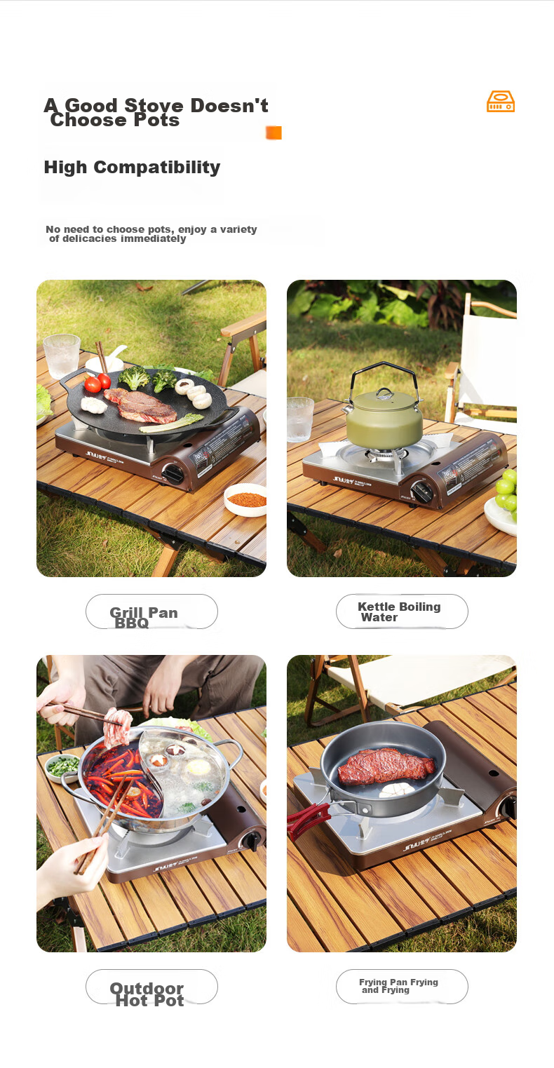 Jinyu Portable Gas Stove, Explosion-Proof Outdoor Cooking Equipment, Magnetic Cartridge Stove, Camping Cookware, Cartridge Burner, 3.5KW, Black 13