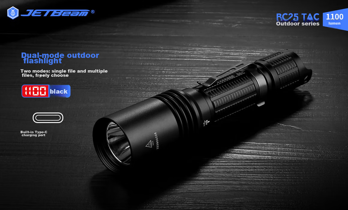 JETBeam BC25TAC High-Intensity Flashlight, Outdoor Bright Long-Range Emergency Camping Light 18
