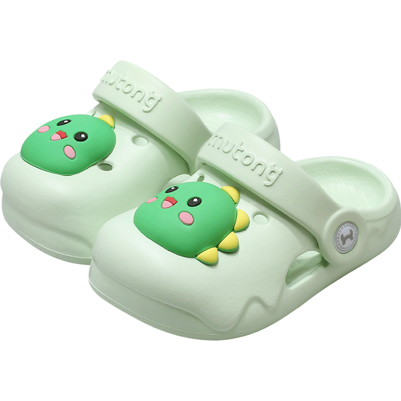 Mutong Children's Slippers, Boys' Sandals, Soft-Soled Girls' Cartoon Bath Shoes, Infant Home Shoes, Milk Dragon Green, Size 140