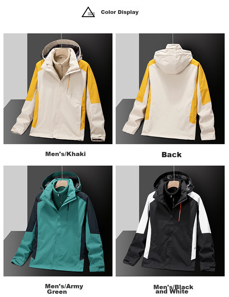 JEEP SPIRIT Men's Windbreaker Jacket for Spring, Autumn And Winter Three-In Outdoor Sports Coat Black And White Color Size L 7