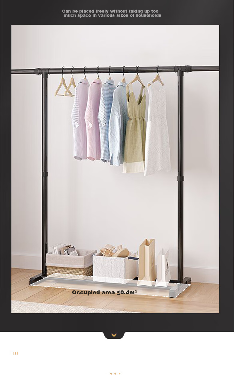 BAHAINIAO Indoor Home Balcony Floor Stainless Steel Telescopic Clothes Drying Rack Bedroom Simple Hanging Clothes Rack 7