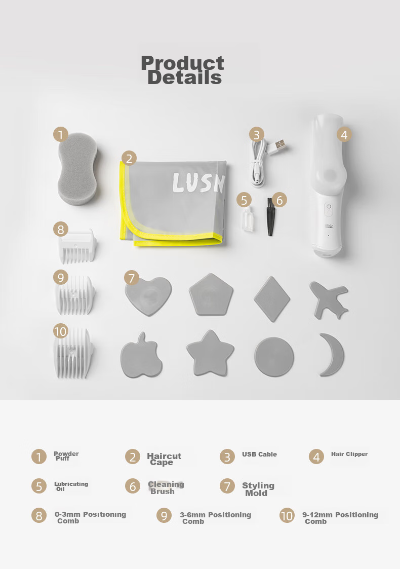 Rushan Xiaobai Pearl Baby Hair Clipper Ultra-Quiet Automatic Hair Suction Electric Trimmer for Infant Haircut 12