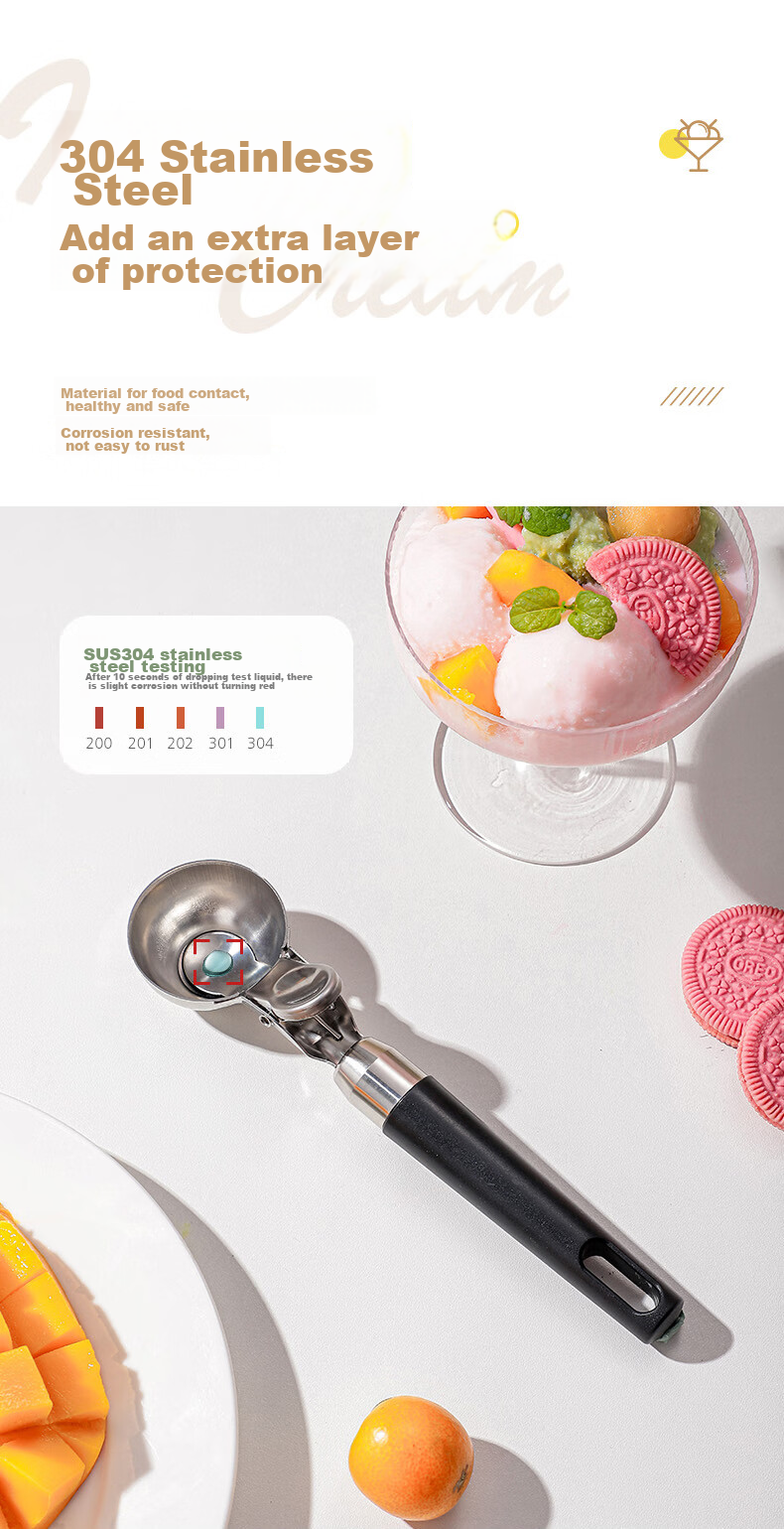 Guangyi 304 Stainless Steel Ice Cream Spoon, Scoop, Ice Cream Spoon, Fruit Baller GY7915 4