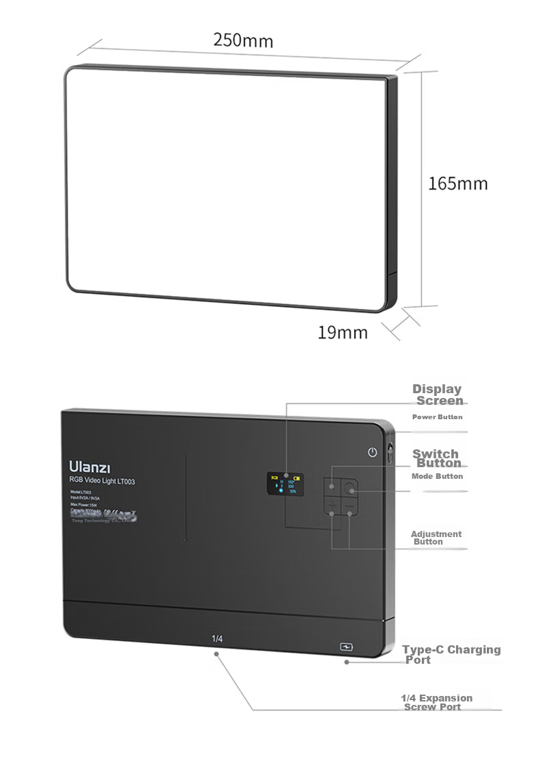 Ulanzi LT003 Full-Color RGB Panel Light for Live Streaming, Photography, Desktop Dual-Temperature Lighting, DSLR Hot Shoe Accessory, Indoor Photography Light for Selfies And Studio Use 16