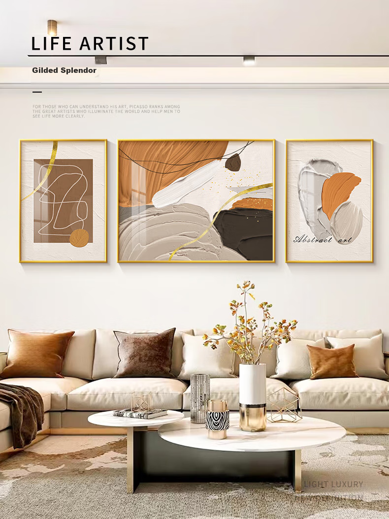 JIJUANJI Modern Minimalist Living Room Decorative Painting, 2025 New Light Luxury Nine Fish Pattern Wall Art, Sofa Background Mural 1