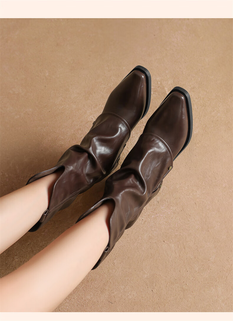 DAPHNE Women's New Short Boots, Denim Boots, Chunky Boots, Retro Boots, Women's Boots 4024605056 Brown (Single Lining) Size 37 9