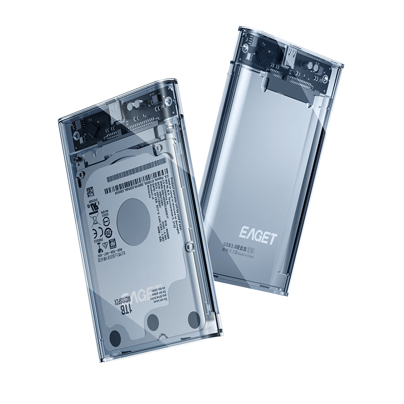 EAGET External Hard Drive Enclosure, 2.5-Inch USB 3.0 SATA Interface, Laptop External Case for Solid State And Mechanical SSD Drives, Gray Transparent Hard Drive Enclosure E15