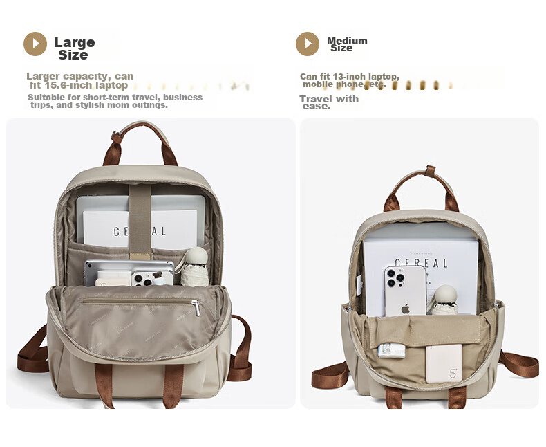 Laifu 14-Inch Laptop Bag, Women's Commuter Backpack, Large Capacity Schoolbag, Travel Backpack 6