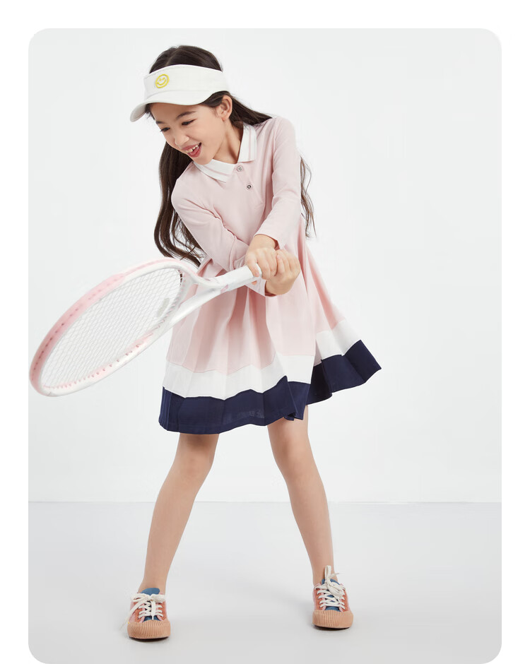 Annil Girls' Long-Sleeve Dress, New Autumn 2024 Style, Crystal Pink, Size 130 10