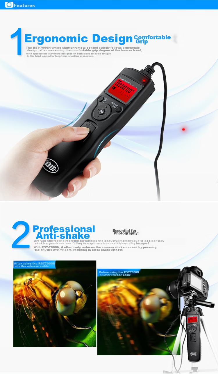 Sidande 7000N1 Timer Cable, Compatible with Nikon D850, D810, D800, D700, D500, D300, D3 And Other Nikon Cameras, Universal Shutter Remote Control 7