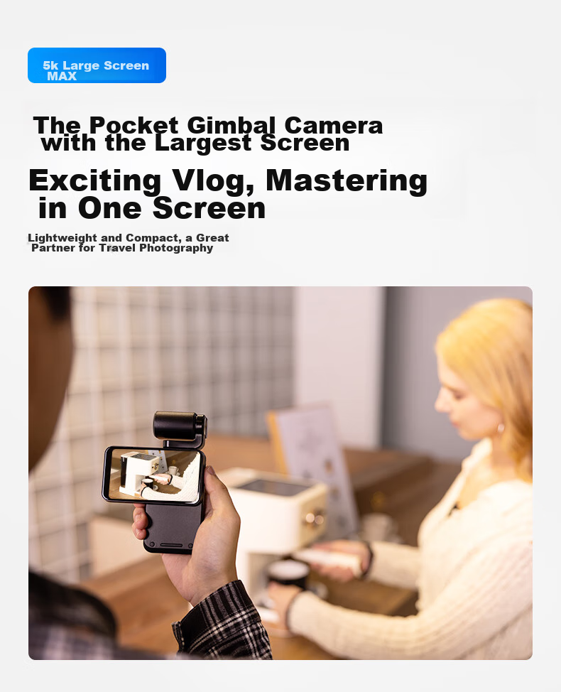 ORDRO [2026 Super Value] M3 5K Action Camera, 3.5-Inch Pocket3 Handheld Gimbal Camera, for Meetings, Vlogging, Travel, Cycling, Fishing, Portable And Personal Use 12