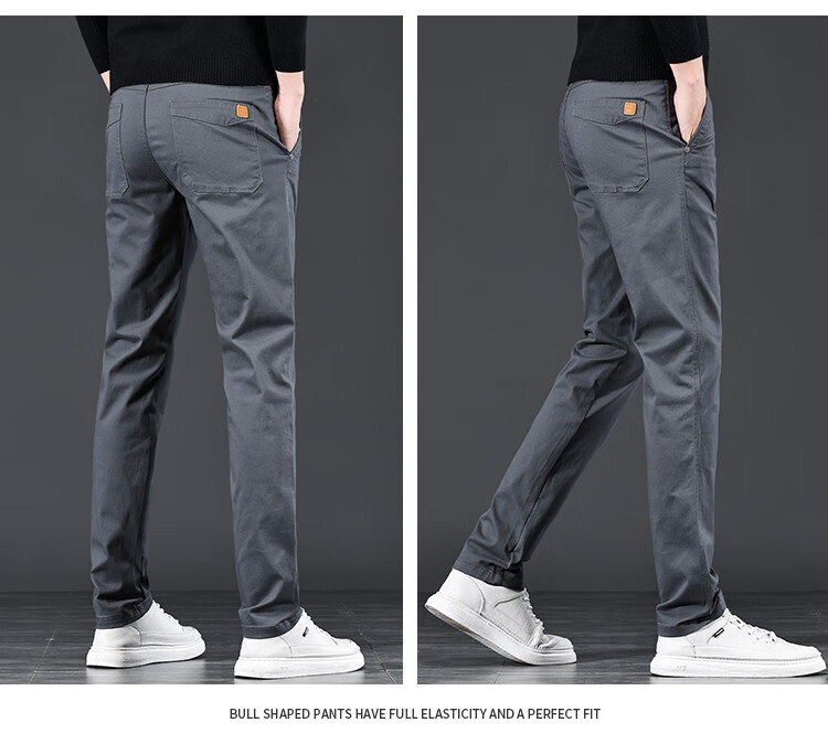 JEEP High-End Men's Casual Pants, New Spring 2026 Style, Loose Straight-Leg, Light Business Pure Cotton Trousers for Me 14