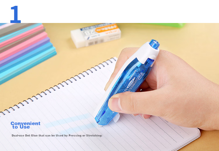 KOKUYO Push-Button Pen-Type Strong Double-Sided Tape Body, 7mm X 8m, Blue, 1 Piece, TA-DM480 Digital, One-Handed Operation, Convenient to Use, Strong Adhesio 4
