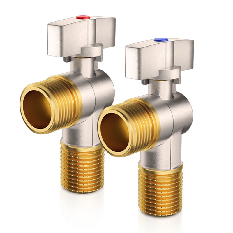 Larsd Ball Valve Angle Valve Spherical Brass Valve Core Full-Open High-Flow Triangular Valve for Gas Floor Heating, Water Heater, Wall-Mounted Boiler, And V-Shaped Valve