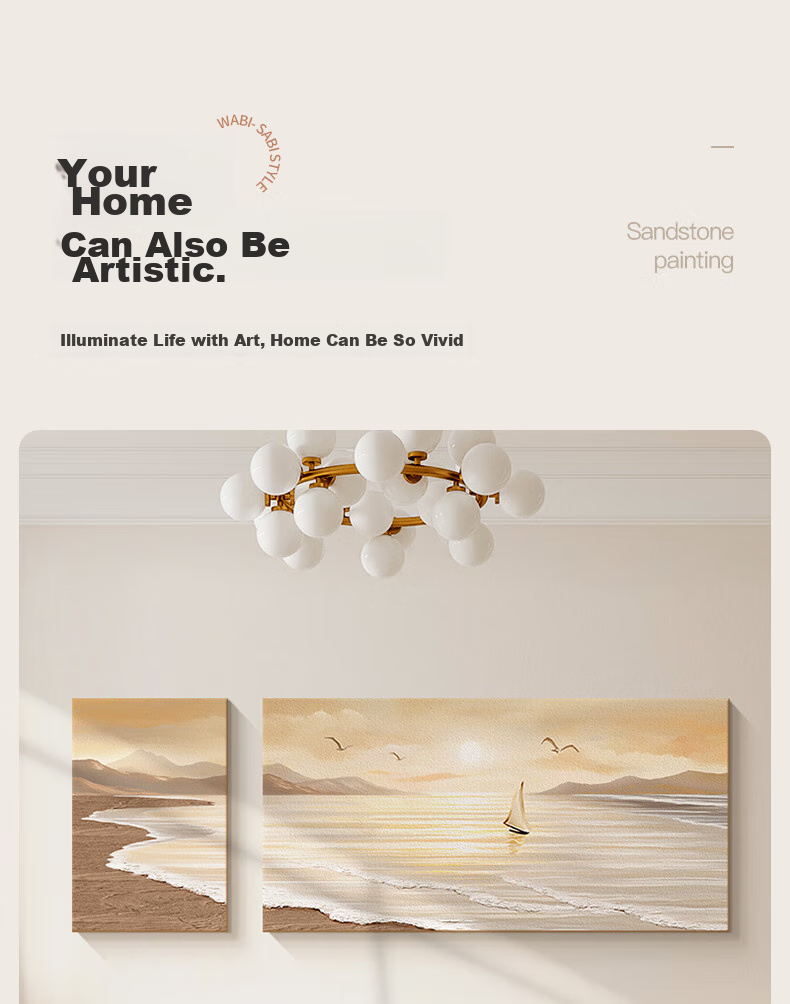 Long Time No See Cream Style Living Room Decorative Painting Smooth Sailing Landscape Sofa Background Wall Hanging Premium Sandstone Wall Art 8