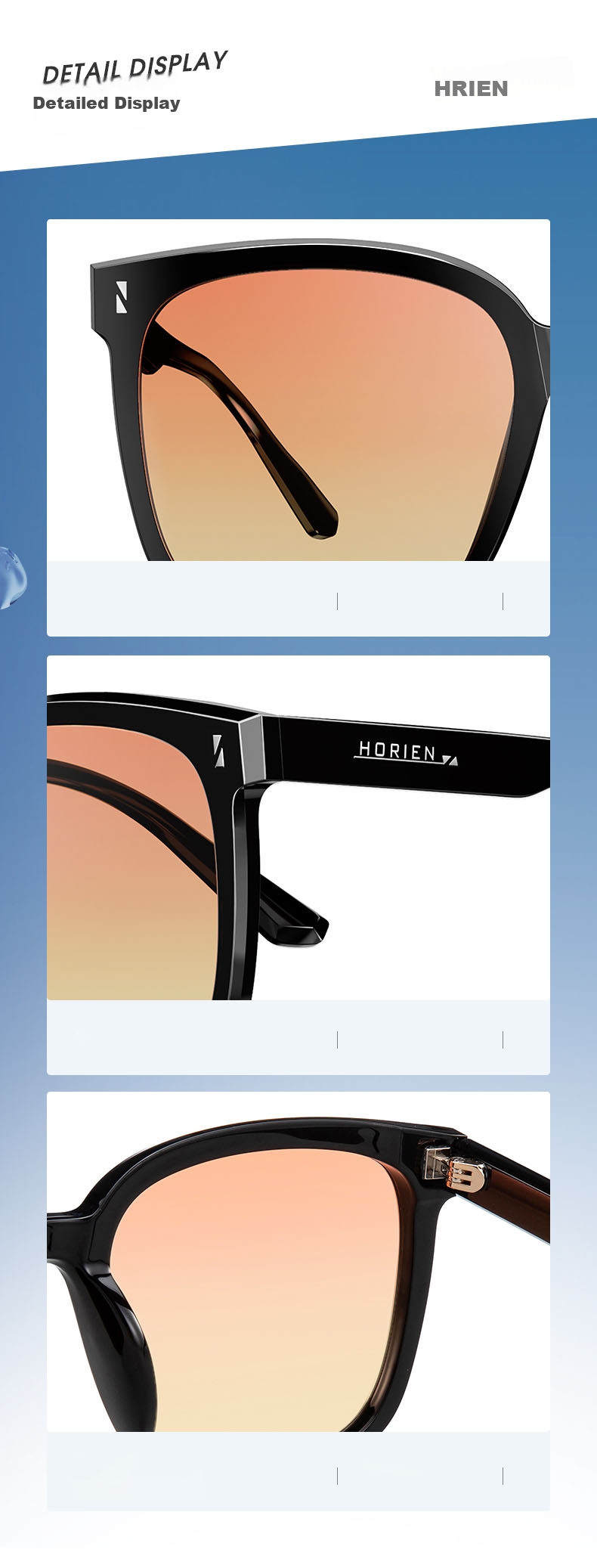 HORIEN Sunglasses for Women, Korean-Style Fashionable Square Frame, Stylish Korean Sunglasses for Men, Bare-Faced Sun Protection Protective Eyewear 5