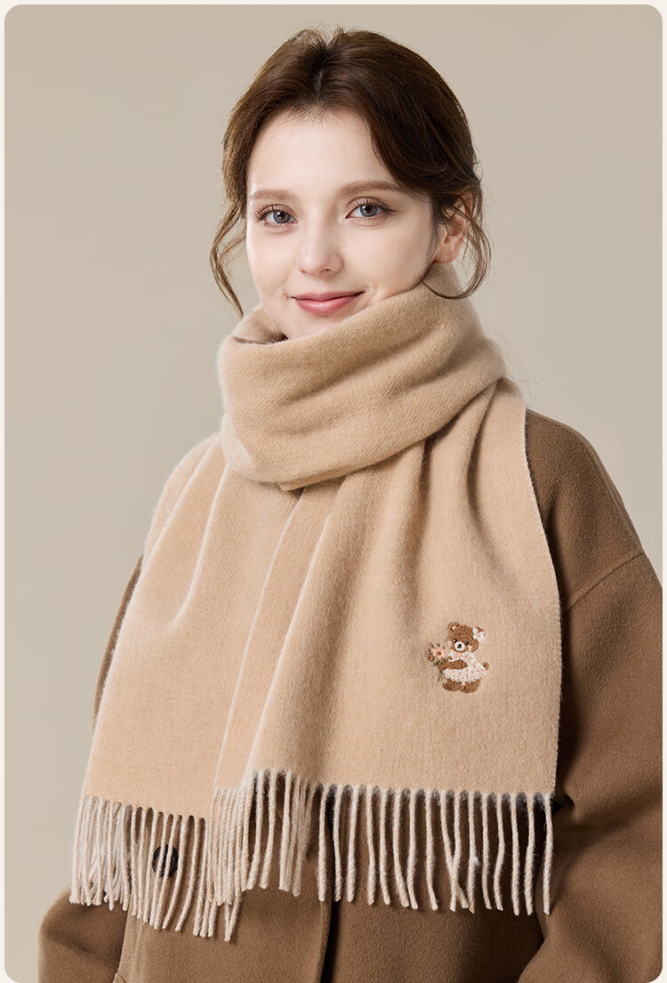 JIUMU Pure Wool Scarf for Women, Autumn And Winter Neck Warmer, Ladies' Warm Shawl, Gift for Women on National Day Or Birthday, Gift Box Packaging 15