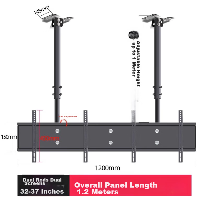 Yizhigu TV Multi-Screen Mount, Compatible with 32/40/43 Inch, Universal Double-Double Dual-Rod Ceiling Mount, Customizable Hanging Bracket for Bubble Tea Shops, Supermarkets, And Airports 10