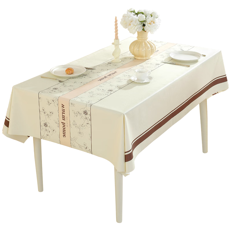 Ali Tablecloth, Waterproof, Oil-Proof, Heat-Resistant, High-End Tea Table Mat, PVC Rectangular, Gardenia Pattern, 1.4*1.8
