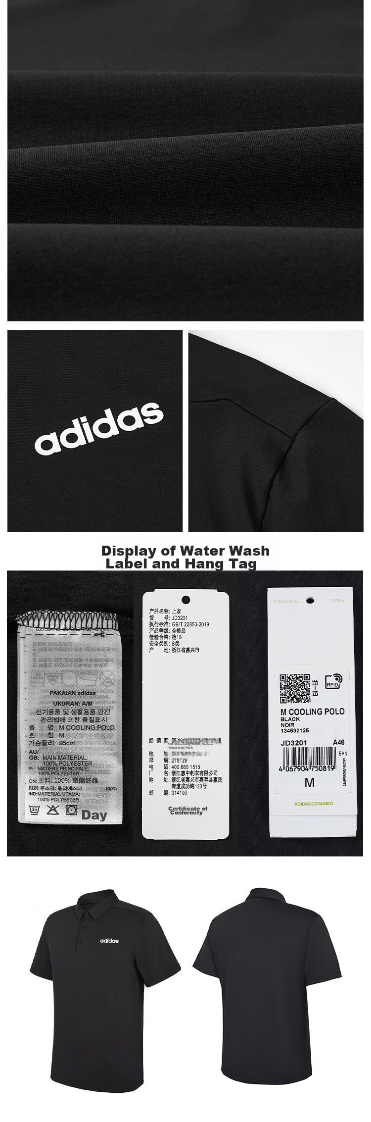 Adidas Breathable Comfortable Quick-Dry Versatile Outdoor Sports Casual Short-Sleeve Polo Shirt, Size L 4