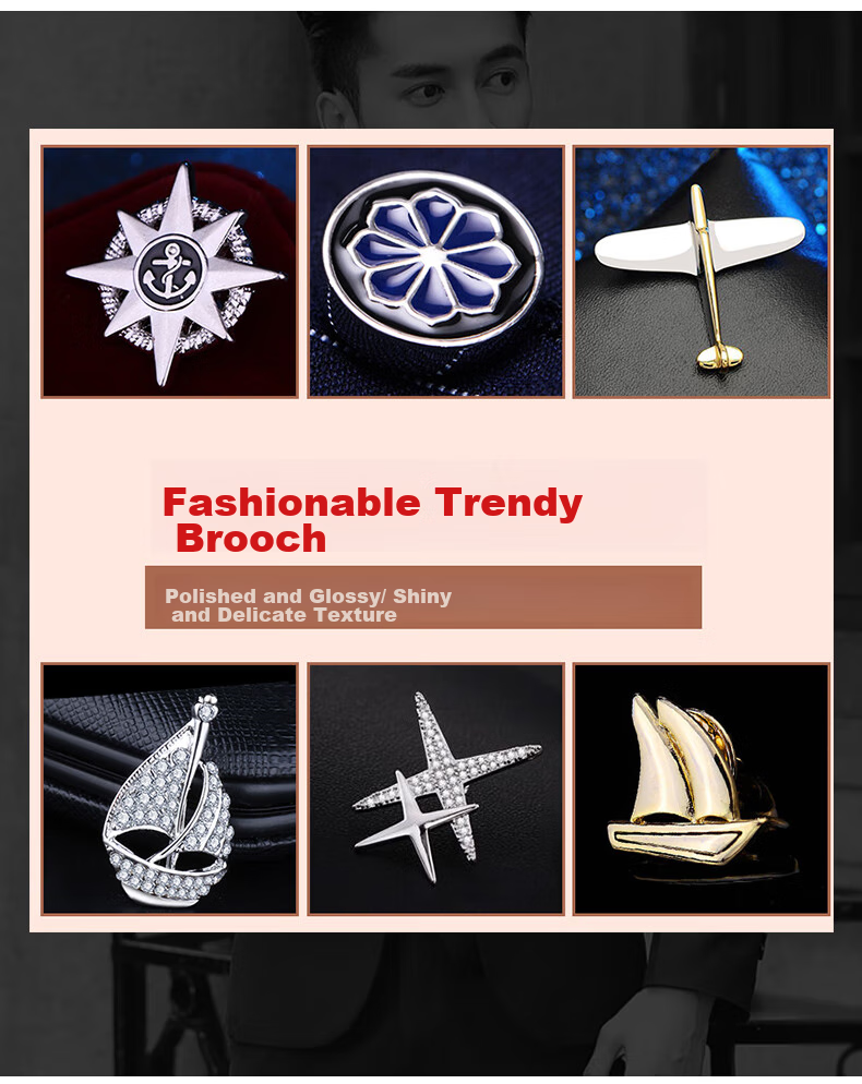 Dijing Chest Pin, Men's Sailboat Brooch, Suit Lapel Flower, High-End Lapel Pin, Luxury Medal, Birthday Gift for Me 5