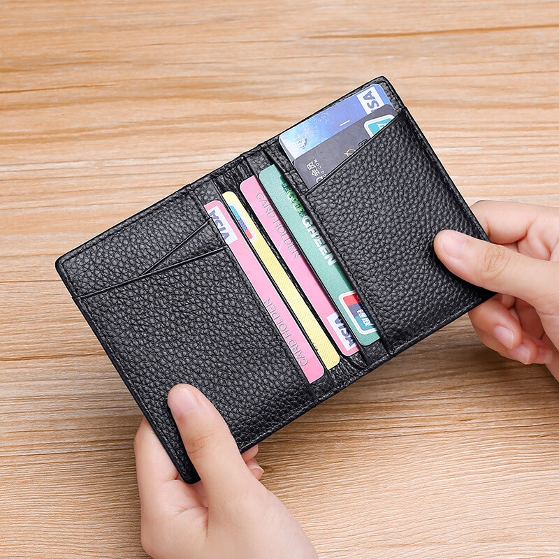 JEVI Genuine Leather Ultra-Thin Card Holder for Men And Women with Multiple Card Slots, Mini Wallet, Driver's License Holder, Simple ID Holder, Top-Grain Leather 13