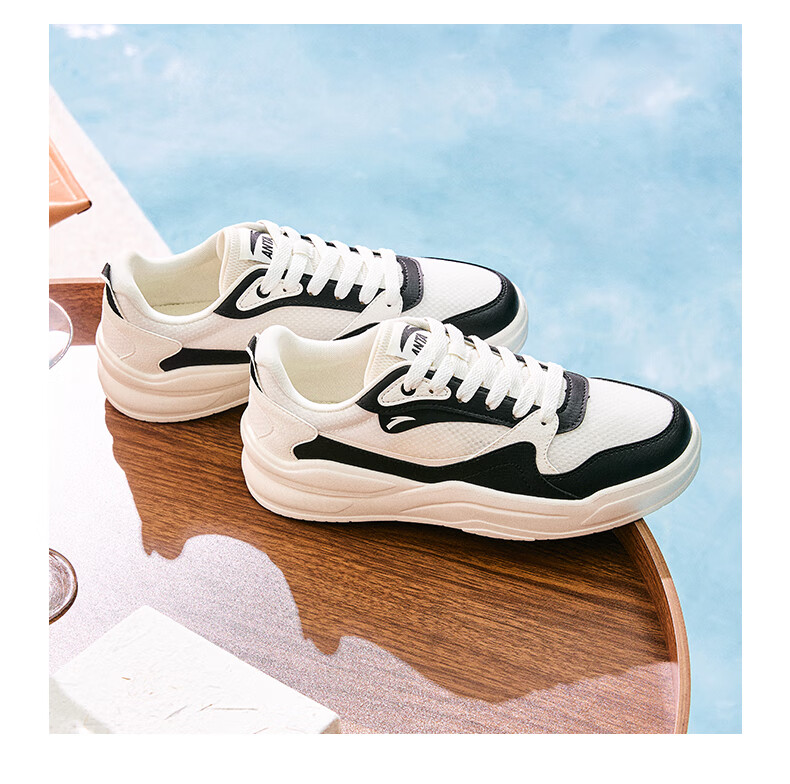 Anta Jiao Tan V1 Men's Casual Sneakers Leather Mesh Breathable Soft Thick Sole Height Increasing White Sports Shoes 17