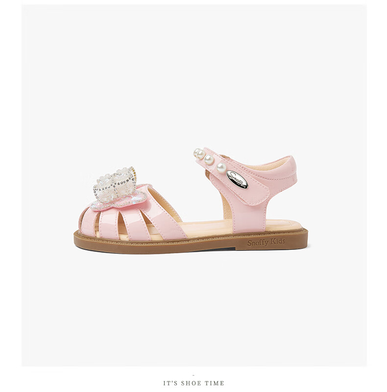 SNAFFY Kids Girls Princess Sandals Summer Fashion Soft Sole Comfortable Crystal Shoes Vanilla White Size 29 18
