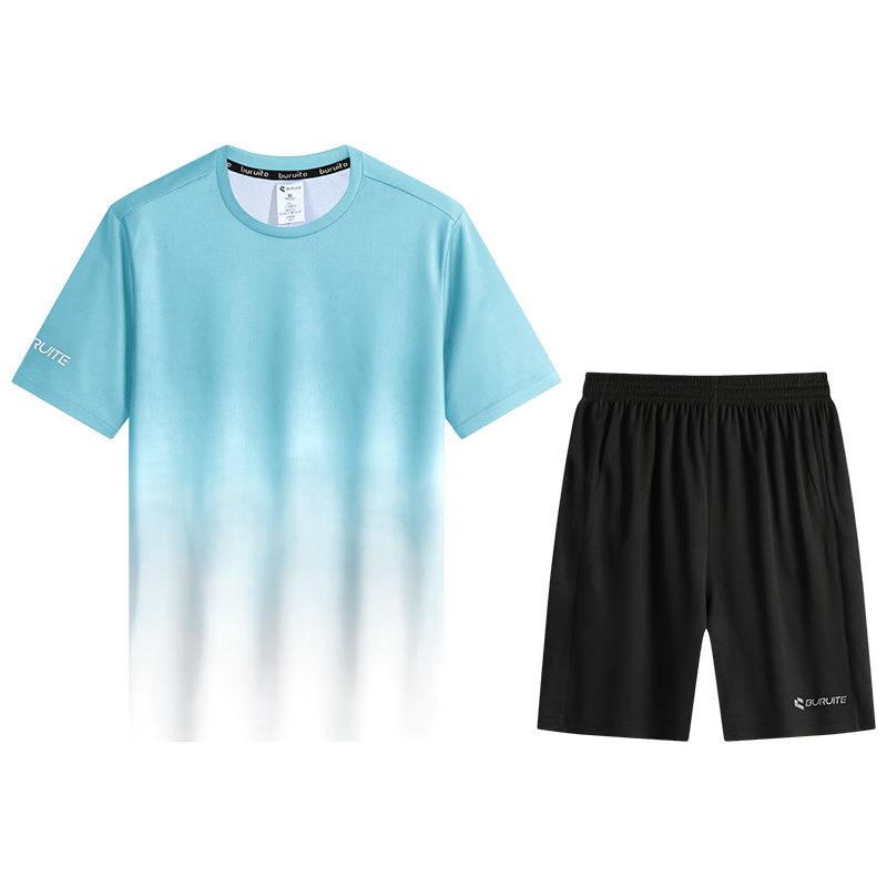 BURUITE Men's Summer Sports Set Short Sleeve Shorts Ice Silk Quick-Dry T-Shirt Athletics Training Fitness Running Basketball Badminton Apparel