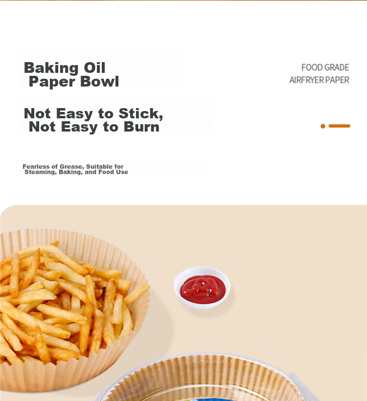 Kelinlai Air Fryer Paper, Suitable for 3L And Above Round Air Fryers, Household Oil-Absorbing Disposable Baking Silicone Paper Trays, 100 Sheets 3