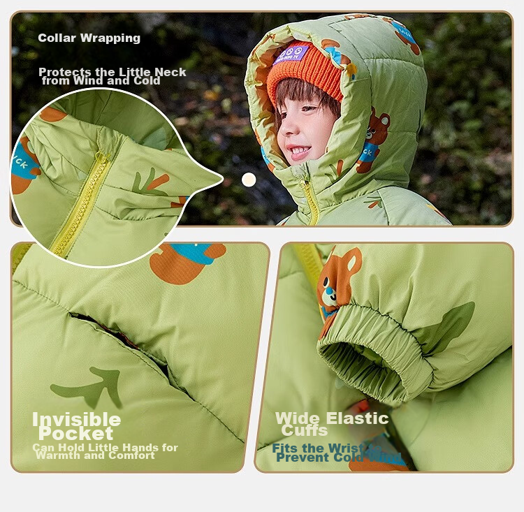 Dudu Kids Boys Thickened Cotton Jacket Baby Winter Coat Children's Cotton-padded Clothes Girls Cotton Coat Toddler Winter Wear Red 90 11