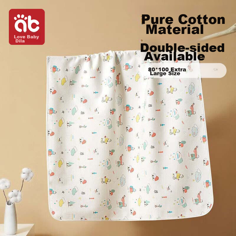 AIBEDILA Baby Diaper Pad, Pure Cotton Breathable Summer Waterproof Washable Menstrual Pad for Children And Infants, Class A Diaper Mat, 80*100