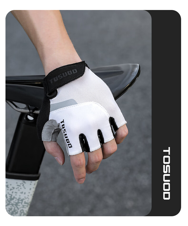 Tasiduizhang Summer Bicycle Riding Fingerless Gloves, Road And Mountain Bike Anti-Slip Shock-Absorbing Short Finger Gloves, Cycling Wear And Equipment 2