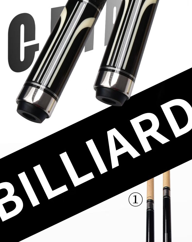 Jianying Billiard Cue Large Tip Chinese Style Black 8 Eight Ball American Leather Handle Nine Ball Cue 1/2 Split Cue Pianist 12.75mm 2