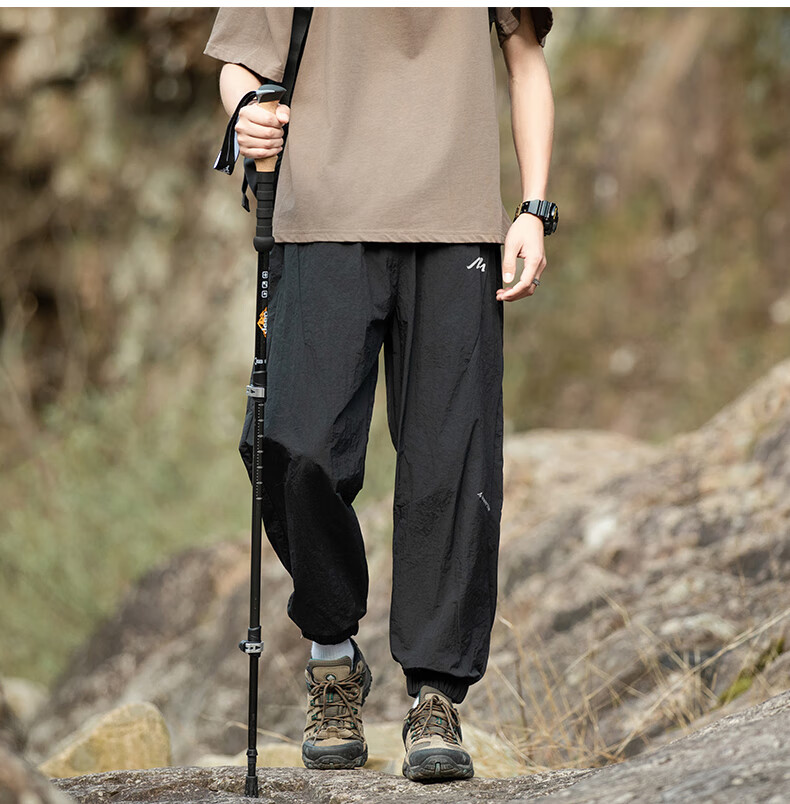 MMOPTOP Mountain Series Outdoor Ice Silk Pants for Men, Spring And Summer Loose Thin Casual Joggers MMIZ05 Black XL 10