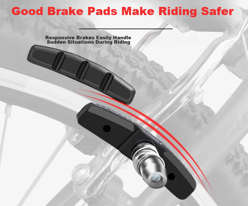 BIKEBROS Bicycle Brake Pads, Mountain Bike Brake Pads, Road Bike Brake Pads, V Brake Pads, Bicycle Brake Blocker Accessories [One Pair of Brake Pads] 4