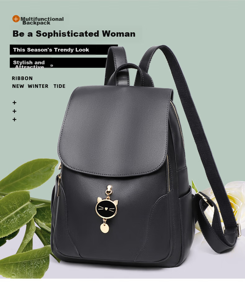 Aiqinghai Leather Handbag, Women's Bag, Backpack, Large Capacity Schoolbag, Travel Casual Fashion Business Brand Birthday Gift 1