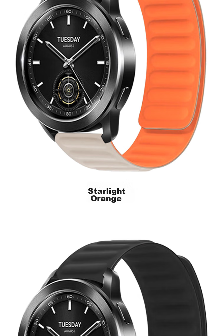 ESCASE Xiaomi Watch Strap Magnetic Silicone, Compatible with WatchS4/S3/S2/S1/S1Pro/Color2, Comfortable Strap for Men And Women, Universal Wristband, Suitable for 46mm Dial, Starlight Color 14