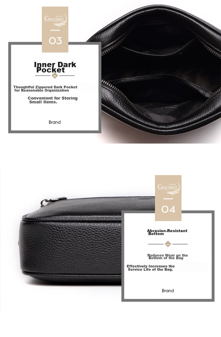 CROCODILE Trendy Fashion Shoulder Bag for Men, Top-Grain Leather Casual Simple Crossbody Bag 12932 Gift for Boyfriend 15