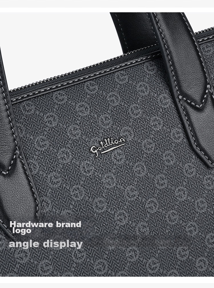 Goldlion Handbag, Horizontal Style, Large Capacity Laptop Bag, PVC Men's Bag, Business Briefcase, Birthday Gift 13